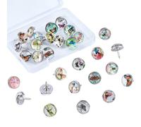 SUNNYCLUE 1 Box 30Pcs Butterfly Push Pins Cute Animal Thumb Tacks Random Spring Dragonfly Glass Cabochons Flatback Decorative Pushpins for Corkboards Bulletin Board Decoration Photo Walls Accessories