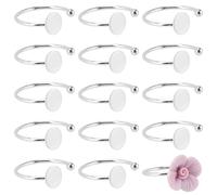 SUNNYCLUE 1 Box 30Pcs Cabochon Ring Bezel Ring Blank Setting Stainless Steel Silver Adjustable Finger Round Base Tray Findings Components for Jewellery Making DIY Gifts Crafts Accessories Supplies