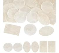 SUNNYCLUE 1 Box 30Pcs Capiz Shell Charms Seashell Charm Natural Sea Shells Rectangular Flat Round Hawaii Ocean Beach Connector Charm for Jewellery Making Charms DIY Crafts Findings