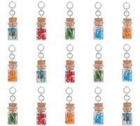 SUNNYCLUE 1 Box 30Pcs Charm Bottles Mini Glass Bottle Charms Bulk Colorful Transparent Wishing Bottle European Seed Beads Dangle Charms for Jewellery Making Charms Bracelet Earring Keychain DIY Crafts