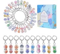 SUNNYCLUE 1 Box 30pcs Crochet Stitch Markers Charms: Cute Removable Acrylic Round Bead Locking Stitch Marker Clasp Clip Charms Bulk for Weaving Sewing Zipper Quilting Accessories