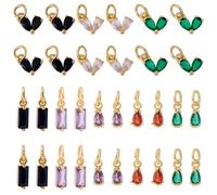 SUNNYCLUE 1 Box 30Pcs Cubic Zirconia Drop Charms Teardrop Birthstone Charms Real 18k Gold Plated Brass Heart Crystal Rhinestone Pendants for Jewelry Making Earring Necklace Keychain Bracelet Crafts