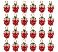 SUNNYCLUE 1 Box 30Pcs Enamel Strawberry Charms Red Fruit Charms Bulk Alloy 3D Strawberries with Loop Spring Summer Fruits Pendants for Jewellery Making Crafting Necklaces Earrings Keychain Bracelets
