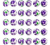 SUNNYCLUE 1 Box 30Pcs Flower Print Silicone Beads 15mm Round Silicone Beads Violet Purple Flowers Focal Soft Rubber Ball Loose Spacers for Jewellery Making DIY Necklace Bracelet Keychain Crafts Adults