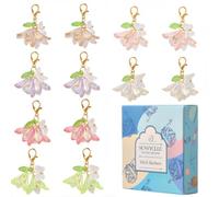 SUNNYCLUE 1 Box 30Pcs Flower Stitch Marker Knitting Markers Charms Bulk Acrylic Pink White Spring Lily Butterfly Clasps Hooks Crochet Charms for Jewelry Making Crafts Weaving Sewing Supplies Beginner