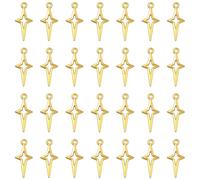 SUNNYCLUE 1 Box 30Pcs Gold Star Charm North Star Charm Bulk Little Stainless Steel Metal Openwork Lucky Stars Charm for Jewellery Making Charms Necklace Bracelet Earring Keychain DIY Crafts Beginners