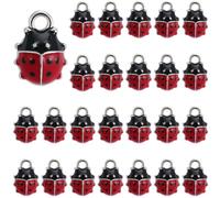 SUNNYCLUE 1 Box 30Pcs Ladybug Enamel Charms Metal Insect Charm Bulk Silver Alloy Red Lucky Ladybird Animal Beetles Shaped Tiny Pendants for Jewellery Making Necklace Bracelet DIY Crafts Accessories