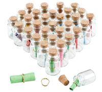 SUNNYCLUE 1 Box 30Pcs Mini Message in a Bottle 10ml Small Glass Bottles with Cork Stoppers Tiny Vials Blessing Love Paper Jars for Diy Art Crafts Projects Store Wishing Valentines Wedding Favors Gifts