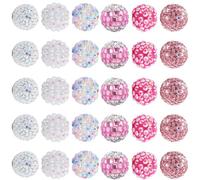 SUNNYCLUE 1 Box 30Pcs Pink 16mm Disco Beads Bulk Crystal Ball Beads Sparkle Rhinestone Pave Candy Sparkly Focal Beads for jewellery Making DIY Crafts Necklace Key Chain Beadable Pens Phone Chain Women