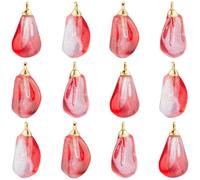 SUNNYCLUE 1 Box 30Pcs Pomegranate Charms Bulk Lampwork Glass Charm Red Imitation Food Pomegranate Seed Pendants with Gold Brass Loop for Jewellery Making Necklace Bracelet Earring Key Chains Supplies