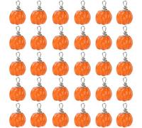 SUNNYCLUE 1 Box 30Pcs Pumpkin Jewellery Charms Thanksgiving Resin Charms Bulk Fall Autumn Harvest Holiday Orange Vegetable Pendants with Stainless Steel Loops for Earrings Making DIY Craft Halloween