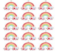 SUNNYCLUE 1 Box 30Pcs Rainbow Charms Colorful Resin Charm Bulk Love Heart Rainbows Cloud Shaped Dangle Charm with Silver Iron Loops for Jewelry Making Charms Necklace Earrings DIY Crafts Accessories