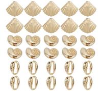SUNNYCLUE 1 Box 30Pcs Real 14K Gold Plated Ocean Shell Beads Sea Animal Beads Alloy Small Summer Cowrie Seashell Beach Loose Spacer Bead for Jewellery Making Necklaces Bracelets Earrings DIY Crafts
