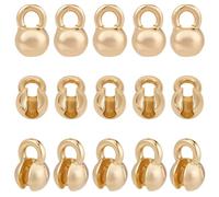 SUNNYCLUE 1 Box 30Pcs Real 18K Gold Plated Bead Tips Knot Covers Open Bead Tip Knot Cover Brass Calotte Ends Crimp Findings for Jewellery Making Accessories Bracelets Necklaces DIY Crafts Women Adult