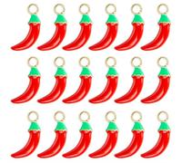 SUNNYCLUE 1 Box 30Pcs Red Chili Charms Pepper Charms Small 3D Metal Alloy Enamel Cute Vegetable Food Spice Charm for Jewelry Making Supplies DIY Crafting Necklaces Bracelets Women Beginners Adults