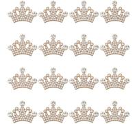 SUNNYCLUE 1 Box 30Pcs Rhinestone Crown Embellishment Flat Back Rhinestone Charms Alloy Light Gold Flatback Metal Shine Vintage Aesthetic Cabochons for Jewellery Clothes Hair Clip Phone Case DIY Crafts