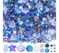 SUNNYCLUE 1 Box 3100pcs Summer Beads Kit: Glass Sea Ocean Beads, Star, Sea Shell, Fish, Summer Hawaii Ocean Animal Purple Spacer for Fabric