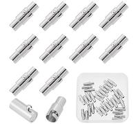SUNNYCLUE 1 Box 32 Sets 3mm End Caps Kumihimo End Caps and Clasps Jewelry Magnetic Clasps Locking Clasps for Jewelry Making Leather Cord End Cap Jewelry Clasp Converters DIY Craft Supplies Platinum
