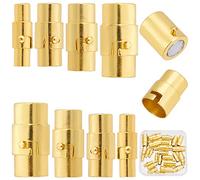 SUNNYCLUE 1 Box 32 Sets 4 Sizes Kumihimo End Caps Jewelry Magnetic Clasps Leather Cord End Cap Magnetic Clasps for Jewelry Making 3mm 4.8mm 6mm 8mm Golden Bracelet Necklace Extenders DIY Craft