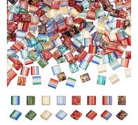 SUNNYCLUE 1 Box 320Pcs 8 Style 5 * 5mm Tila Beads Flat Square Beads 2-Hole Glass Seed Beads Opaque Spacer Loose Beads for Multi-Strand Jewelry Making DIY Craft Bracelet Necklace Earrings Embroidery