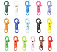 SUNNYCLUE 1 Box 32pcs 16 Colors Plastic Lobster Clasps Keychain Lanyard Hook Colorful Large Swivel Key Chain Trigger Clips Buckle Bulk for Jewellery Keychain Making Hanging Gifts DIY Crafting Supply