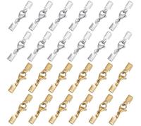 SUNNYCLUE 1 Box 32Pcs 304 Stainless Steel Lobster Claw Clasps with Cord Ends Leather Cord Ends Leather Cord End Clasp Crimp End Caps Fold Over Cord End Caps for Jewellery Making Accessories DIY Craft