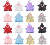 SUNNYCLUE 1 Box 32Pcs 8 Styles Ghost Charm Alloy Enamel Halloween Charms Bulk Metal Halloween Themed Spray Painted Cute 3D Black Red Gold Mini Dangle Charm for jewellery Making Charms Supplies DIY Cra
