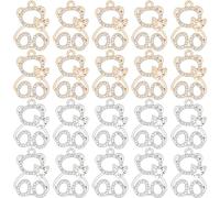 SUNNYCLUE 1 Box 32PCS Bear Charm Bulk Rhinestone Charms Bears Golden Cubic Zirconia Silver Teddy Bear Cute Animal Tiny Micro Pave Alloy Charms for jewellery Making Charms Necklace Earrings DIY Craft