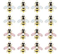 SUNNYCLUE 1 Box 32Pcs Enamel Bee Charms Honeybee Charms Metal with Rhinestone Golden Small Cute Bees Yellow Honeycomb Dangle Pendants for Jewelry Making DIY Necklace Bracelet Keychain Crafts Adults