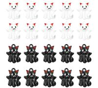 SUNNYCLUE 1 Box 32Pcs Ghost Enamel Charms Halloween Metal Charms Bulk Black White Alloy Holiday Cartoon 3D Spirit Ghosts Decoration Mini Pendants for Jewelry Making Bracelet DIY Craft Accessories