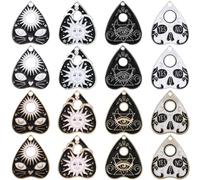 SUNNYCLUE 1 Box 32Pcs Ouijas Charms Planchette Charms Black White Halloween Divination Board Sun Metaphysical Message Heart Shaped Gothic Tarot Charm for jewellery Making Charms Occult DIY Supplies