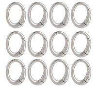 SUNNYCLUE 1 Box 32Pcs Spring Oval Rings O Ring Carabiner Clip Bulk Silver Alloy Metal Snap Trigger Hooks Buckle Clasp Links for Jewellery Making Diy Purse Handbag Bags Accessories Craft Supplies Women