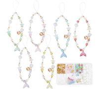 SUNNYCLUE 1 Box 348Pcs DIY 6 Sets Phone Charm Kit Starfish Beads Shell Starfish Charms Summer Hawaii Sea Ocean Charm Phone Strap Charm Phone Charms for Keychains Moblie Phone Case Bag Camera Decor