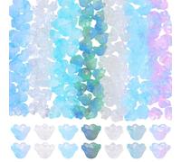 SUNNYCLUE 1 Box 350Pcs 7 Colors Bell Flower Beads Glass Lily Beads Bulk Blue Transparent Crystal Cute Spring Floral Blossom Loose Spacer for Jewellery Making Diy Bracelet Necklace Earring Supplies