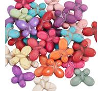 SUNNYCLUE 1 Box 35Pcs Turquoise Butterfly Beads Synthetic Gemstone Beads Bulk Random Mixed Colorful Dyed Stone Butterflies Shaped Loose Spacer Strand for Jewellery Making Bracelet DIY Craft Supplies