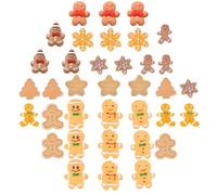 SUNNYCLUE 1 Box 36Pcs 12 Styles Christmas Theme Resin Cabochons Flatback Gingerbread Man Biscuits Tree Snowman Snowflake Ornaments Charms for Cardmaking Scrapbooking Hair Clips Accessories Crafts