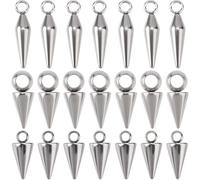 SUNNYCLUE 1 Box 36Pcs 3 Styles Silver Spike Charms Stainless Steel Cone Charms Metal Steampunk Hip Hop Rivet Taper Shape Pendants for Jewellery Making Accessories Hoop Earring Necklace Anklet DIY