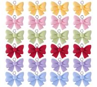 SUNNYCLUE 1 Box 36Pcs 6 Colors Resin Bow Charms Bulk Bowknot Charm Cute Opaque 3D Bowtie with Metal Loop Coquette Bow Knot Pendants for Jewellery Making Supplies Earring Necklace Keychain Bracelet
