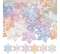 SUNNYCLUE 1 Box 36Pcs 6 Colors Snowflake Beads Glow in the Dark Acrylic Beads Bulk Christmas Plastic Transparent Glitter Luminous Xmas Loose Spacers for Jewellery Making DIY Crafting Necklace Bracelet