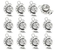 SUNNYCLUE 1 Box 36Pcs Silver Globe Charm Mini Earth Charms Bulk Metal Alloy Antique 3D Planet Planetary Universe Space Tellurion Shaped Pendants for Jewellery Making Earrings DIY Crafts Accessories