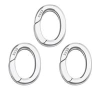 SUNNYCLUE 1 Box 3Pcs 15mm Spring O Ring Clip 925 Sterling Silver Spring Oval Rings Bulk Metal Clip Clasps Purse Trigger Snap Hooks Gate Rings for Jewellery Making Keyring Bags DIY Craft Supp