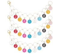 SUNNYCLUE 1 Box 3pcs Knitting Row Counter Chain Crochet Stitch Markers Alloy Enamel Flat Round Number 0-9 Charms Locking Stitch Counters Chains for Knitting Crochetings Weaving Sewing Accessories