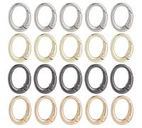 SUNNYCLUE 1 Box 4 Colors 32Pcs Oval Spring Clips Round Carabiner Clip Silver Gold Black Metal Snap Trigger Clasp Buckle Hooks Links for Handbag Charms Crafts Handbag Purse Supplies Accessories Women