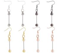 SUNNYCLUE 1 Box 4 Pairs 4 Colors Bead Earring Bar Beadable Earring Findings Metal Rose Gold Silver Black Beaded Long Link Bar Blank Dangle Ear Finding for Jewellery Making Supplies Women Christmas DIY