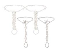 SUNNYCLUE 1 Box 4 Pcs Summer Beach Anklets Starfish Pearls Beaded Elastic Anklet Imitation Pearl Barefoot Sandal Chain Wedding Summer Beach Foot Chain Toe Ring Pearl for Women Party Accessories