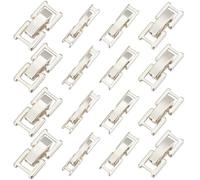 SUNNYCLUE 1 Box 4 Sizes 16Pcs 16mm Silver Foldover Clasp Brass Fold Over Clasps Bulk White Metal Plated Links Watch Fasten Extender Folding Clasps for Watches Crafts Bracelets Necklaces Supply Women