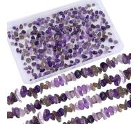 SUNNYCLUE 1 Box 4 Strands Amethyst Chips Bulk Gemstone Bead Strands Chip Stone Bead Crystal Pieces Amethyst Tumbled Chips Energy Healing Gemstones for jewellery Making DIY Craft Garden Vase Home Decor