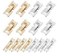 SUNNYCLUE 1 Box 4 Styles 12Pcs 15mm 24K Gold Brass Fold Over Clasp Folding Clasp Bulk Silver Golden Metal Watch Links Fasten Buckle Clasps for Jewellery Making Diy Necklace Bracelet Craft Supplies