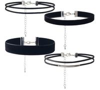 SUNNYCLUE 1 Box 4 Styles Velvet Choker Necklaces Black Choker Necklace Bulk Gothic Punk Classic Imitation Leather Adjustable Thin Lace Chains for Jewelry Making DIY Accessories Crafts Supplies Women