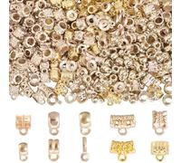 SUNNYCLUE 1 Box 400Pcs 10 Styles Spacer Bail Beads Gold Bail Tube Beads Bulk Plastic CCB Assorted Column Tibetan Connect Linking Loops Spacers for Jewellery Making DIY Craft Necklaces Supplies